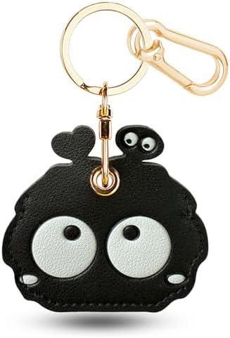 Leather Keychain Holder Case for AirTag, Cute Protective Cover for Apple Airtag KeyChain, GPS Tracker Item Finder