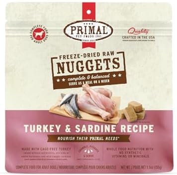 Primal Freeze Dried Raw Dog Food Nuggets, Turkey & Sardine, 5.5 oz
