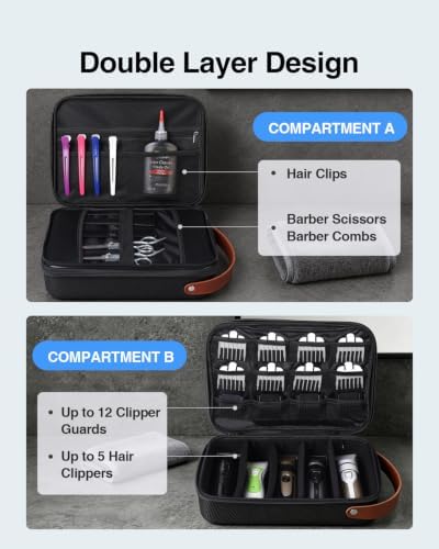 Luxtude Large Barber Case, Hard Barber Bags for Clippers and Supplies