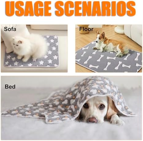 MIWOPET 3 Pack Fleece Pet Blankets Warm Bed Throw for Dogs & Cats 30x20in