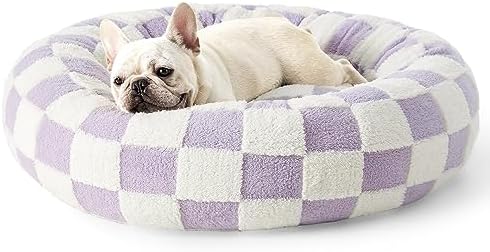 Lesure Shown on TV Jacquard Donut Dog Bed Medium Sized Dog,Purple 30x30x8in