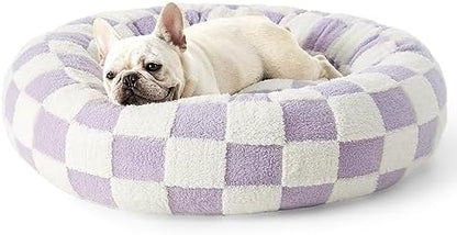 Lesure Shown on TV Jacquard Donut Dog Bed Medium Sized Dog,Purple 30x30x8in
