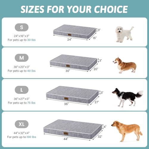 COZY KISS Cooling Orthopedic Dog Bed, Q-Max>0.5, Waterproof Lining, 36x27in