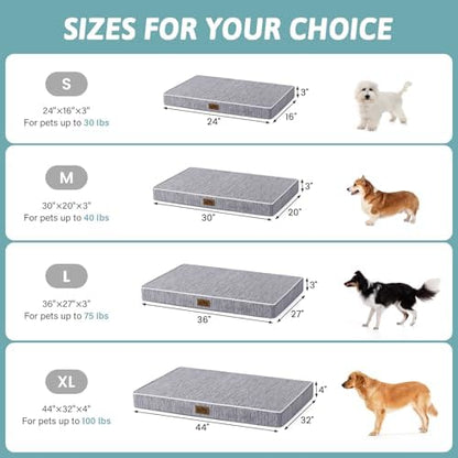 COZY KISS Cooling Orthopedic Dog Bed, Q-Max>0.5, Waterproof Lining, 36x27in