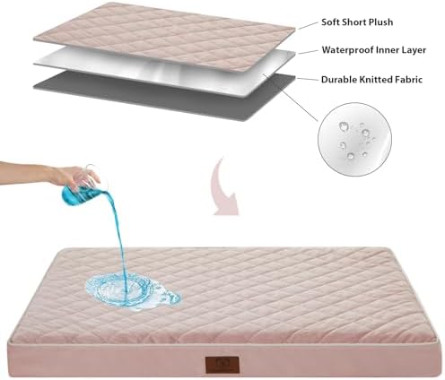 WNPETHOME Orthopedic Waterproof Large Dog Bed for Crate Cozy Sleep