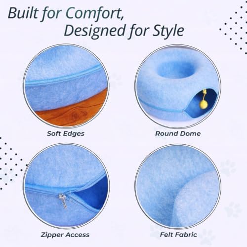 Peekaboo Cat Cave Large Cat Bed, Donut Scratcher Cat Bed for Indoor Cats