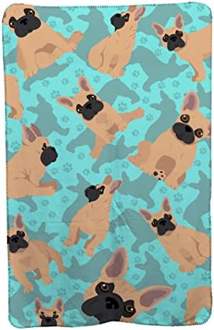 Caroline's Treasures MLM1050TBLT Fawn French Bulldog Soft Travel Blanket with Bag Airplane Blanket, Indoor Outdoor Camping Blanket for Traveling, Picnics, Beach Trips, Concerts