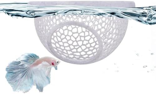 Floating Betta Hide & Shrimp Cave – 3D Printed Aquarium Hammock with Marble Texture, Feeder Ring & Rest Spot for Betta Fish, Nano Tanks, Corydoras, Shrimp – Safe PLA