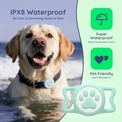IP68 Waterproof Dog AirTag Holder for Dog Collar, Soft, Stretchy Silicone