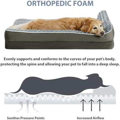 BFPETHOME Orthopedic Washable Dog Bed, Sleeping Couch for Large Senior Dogs