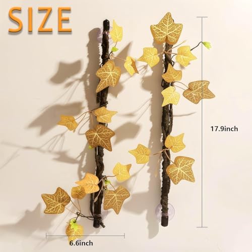 BNOSDM Reptile Climbing Branch Flexible Bend-A-Branch Jungle Vines Terrarium Plant Decoration with Suction Cup for Crested Gecko Chameleon Gecko Snake Tree Frog 2PCS, Yellow