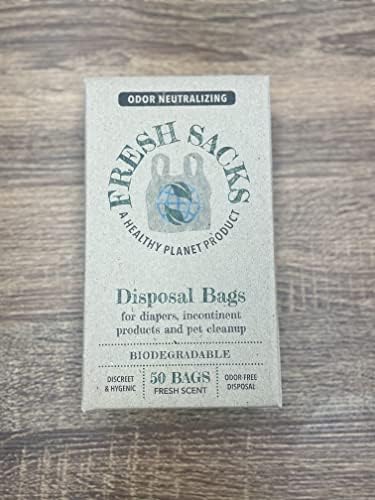 Fresh Sacks Biodegradable Diaper Disposal Bags, Box of 50, teal