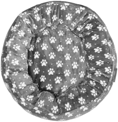 Fringe Studio Paw Dot Charcoal Small Circle Microplush Pet Bed 18" - Poly Filled - Machine Washable