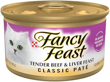 Purina Fancy Feast Tender Beef and Liver Feast Pate (24) Pack 3 oz