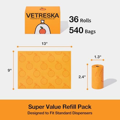 VETRESKA Citrus Scented Dog Poop Bags, 540 Counts, Leak Proof