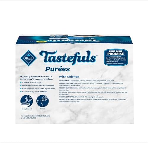 Blue Buffalo Tastefuls Purees Chicken Cat Food Topper, 3 oz, 12 ct