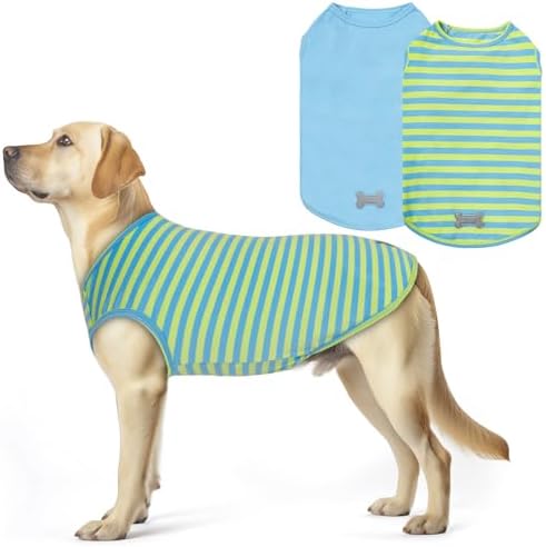 KYEESE 2Pack Cotton Dog Shirt for Large Dogs Soft Striped Tank Top