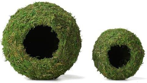USMOLA Mossy Caves, Artificial Green Moss Caves Hide for Pet Reptile Frogs and Snakes, Terrarium & Vivarium Decor, Crested Gecko Tank Decor (6" - Woodland Green)