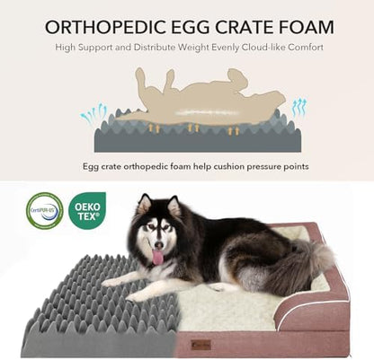 Orthopedic Washable Dog Bed for Medium Dogs, 35x22in, Pink