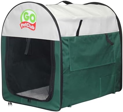Go Pet Club 18" Rounded Top Soft Collapsible Dog Crate, Portable Pet Carrier, Thick Padded Pet Travel Crate for Indoor & Outdoor, Soft Sided Pet Foldable Kennel Cage with Durable Mesh Windows, Green