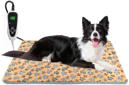 GOLOPET Dog Heating Pad 32×20 in for Dogs, Intelligent Temperature Control Switch with Normally Open On Function,Whelping Box with Reinforced Electric Wire Rope, Plush Fabric Cotton Cover-Apricot