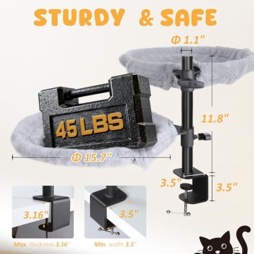 Topmart Double-Deck Cat Desk Bed with 360° Rotating & Adjustable Height