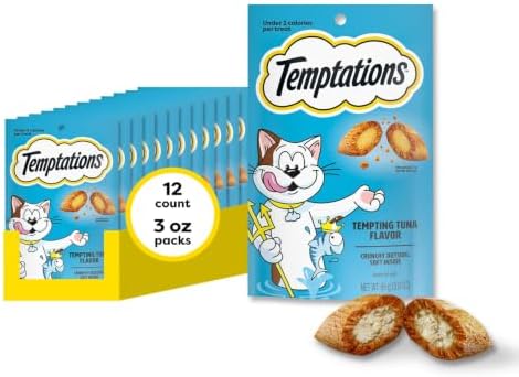 Temptations Classic Tempting Tuna Crunchy and Soft Cat Treats, 3 oz, 12pk
