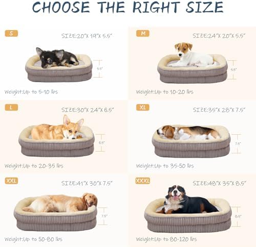 Orthopedic Dog Bed for Large Dogs Breeds, High Density Egg Crate Foam Dog Sofa Beds,Oval Kennel Bed, Pet Couch Bed with Four Sided Bolster, Removable Washable Cover& Non-Slip Bottom