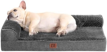 EHEYCIGA Orthopedic Dog Bed Medium Size Dogs, Memory Foam Dog Bed with Washable Removable Cover, Waterproof Pet Sofa Couch for Crate with Nonskid Bottom, 30x20x6, Dark Grey