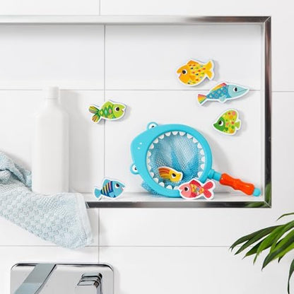 Tiger Tribe: Shark Chasey - Eco-Friendly Bath Toy for Toddlers, Bioplastic Shark Net & Fish Set, Develops Motor Skills, Ages 1-3