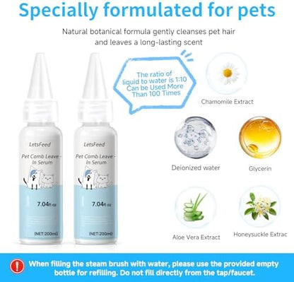 Pet Steam Brush for Dogs, Waterless Shampoo Refill for Dogs & Cats (2PCS)