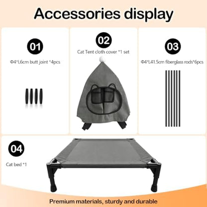 Anti-Anxiety Open Elevated Pet Hammock Bed Tent House - Quick Setup