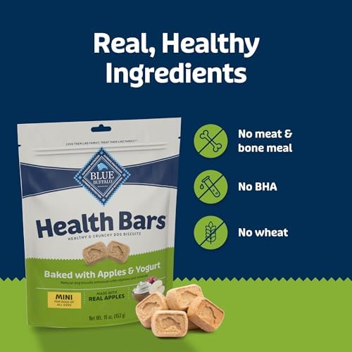 Blue Buffalo Health Bars Apples & Yogurt Mini Dog Biscuits, 32 oz, 2 Pound (Pack of 4)