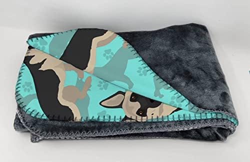 Caroline's Treasures MLM1051TBLT Black and Silver German Shepherd Soft Travel Blanket with Bag Airplane Blanket, Indoor Outdoor Camping Blanket for Traveling, Picnics, Beach Trips, Concerts