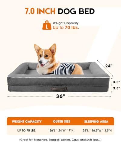 Upvilla Orthopedic Dog Bed, Four-Sided Medium Dog Sofa, Washable Cover Gray