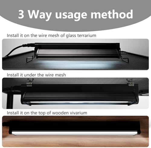 T5 UVB Lighting Combo Kit for Reptiles,24W Light Fixture with Desert 10.0 T5 UVB Light Bulbs Terrarium Hood Heat Lamp for Breaded Dragon,Turtle,Frog,Lizard,Tortoise,Gecko,Snake