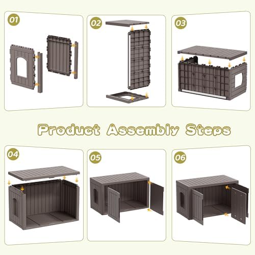 Cat Litter Box Enclosure, Hidden Enclosed Litter Box Furniture with Adjustable Partition, Multi-Functional Outdoor Cat House, Side Table, Easy to Clean, Dark Grey
