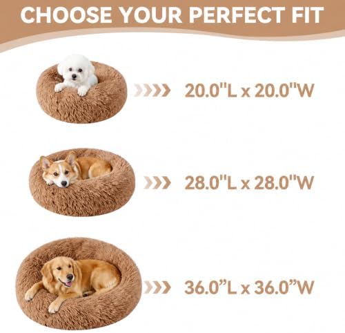 Large Dog Bed, Washable Plush Donut Dog Bed, 36 Inch