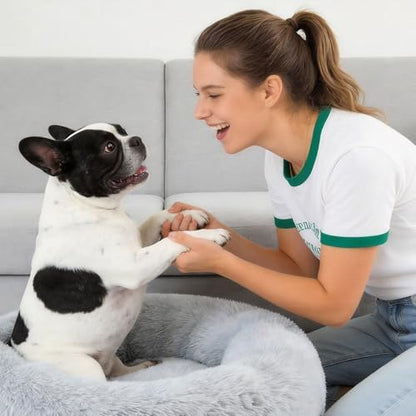 Small Dog Calming Beds Donut Washable Round Puppy Cat Bed Anxiety Dog Bed