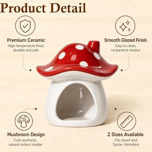 Ceramic Hamster Hideout Mushroom Chew Proof Syrian Hide Cool Bed