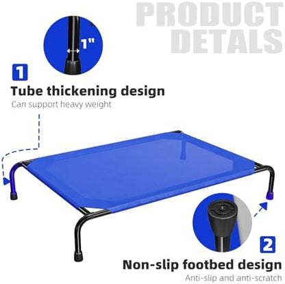Simple Trending Raised Dog Bed for Large Dogs, Waterproof XL Dog Cot, Blue