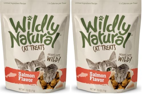 Wildly Natural Cat Treats, 2.5 Ounces, Salmon Flavor (Pack of 2)