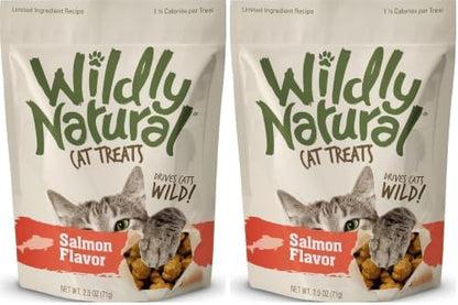 Wildly Natural Cat Treats, 2.5 Ounces, Salmon Flavor (Pack of 2)