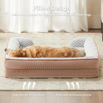LEXTRO Orthopedic Dog Beds for Large Dogs, Comfy Washable Dog Couch Bed