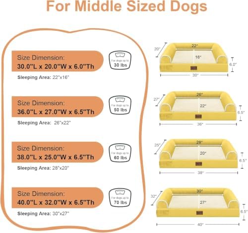 NANUYA Orthopedic Dog Bed for X-Large Dogs, 40 x 32 Inch, Ginger