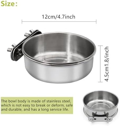 Bird Feeding Dish Cups, Stainless Steel, 2 Pack, Medium