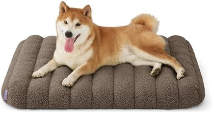 LE SURE Cute Orthopedic Dog Bed Medium Size Dog, Waterproof Chic Flat Pet Beds with Removable Washable Cover, Fuzzy Thick Egg Crate Foam Pet Mat for Indoor Use (30" x 20", Brown)