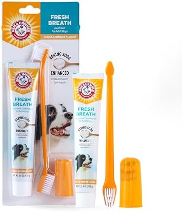 Arm & Hammer Fresh Breath Dog Dental Kit, Vanilla Ginger, 2.5 Oz, 72-Pack