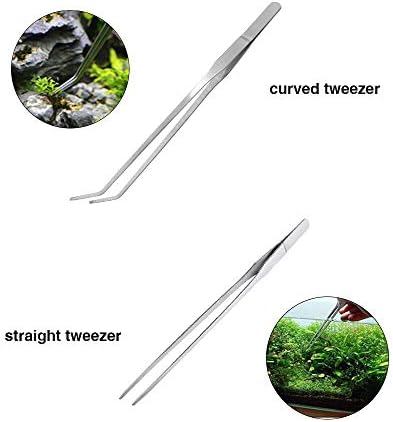Aquascaping Tools 5 in 1 Kit Aquarium Scissors Plant Tools Curved & Straight Scissor Tweezers Spatula Stainless Steel Anti Rust Aquascape Tools for Fish Tank