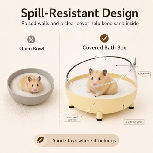 Meow&Woof Hamster Sand Bath Container, Large Sandbox Toilet Gerbil Batheoom, Tiny Chinchilla Dust Bathtub Sand Bath Box for Hamster Cage Accessories 5.2 Inch-White